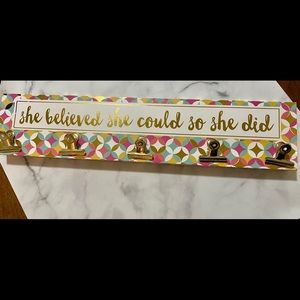 “She Believed...” Wall Plaque with Bulldog Clips